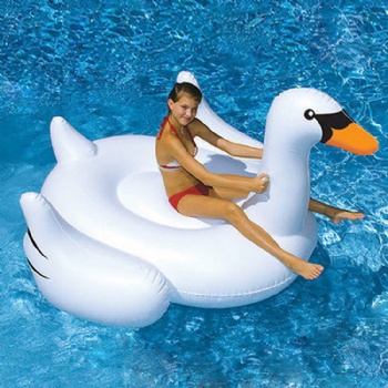  Adult Pool Float Raft Boats Inflatable Swan Shaped Floating Lounge Chair	
