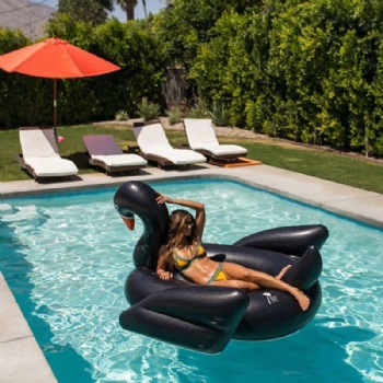  Hot Sale Inflatable Giant Swan Float Black Swan Rainbow Pool Float	